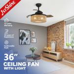 36 inch Small Size Ceiling Fan with Remote and Air Conditioning LED Lighting Function for sale