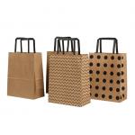 Greaseproof Kraft Paper Carrying Shopping Bags 80g 100g With Handles Flat for sale
