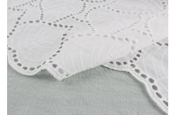 China Off White Eyelet Cotton Lace Fabric Leaf Embroidery Patterns For Dresses Blouses supplier