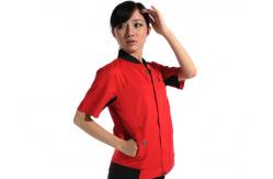 China Standing Collar Industrial Work Uniforms Two Triangle Pockets Blended Twill supplier