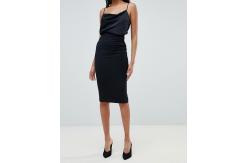 China custom make plain black classic zip back midi skirt for girls supplier