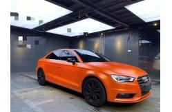China Cars scratch resistant vinyl wrap swipeable Matte Metallic Orange Wrap supplier