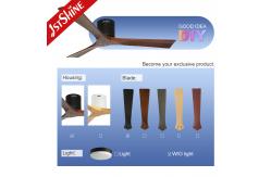 China Flush Mount Solid Wood Blade Ceiling Fan Noiseless 5 Speeds Remote Control supplier
