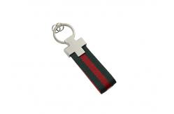 China Webbing Car Leather Key Holder Rectangle Keychain Iron Pantone Hang supplier