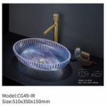 Bathroom Hand Wash Glass Basin Sink Oval Shape Hotel Clear Colorful Vessel Crystal for sale
