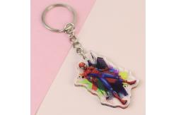 China Transparent Custom Acrylic Keychains Cartoon Character Spider-Man Printed With Metal Ring supplier