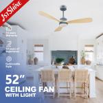 Consumption Energy Saving Inverter Ceiling Fan 52 Inch with Remote Control and DC Motor for sale