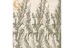 China Green 3D Beaded With Applique Embroidey Lace Fabric For Home Textile supplier