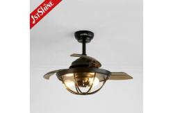 China 36 Inch Retractable Ceiling Fan Light with Remote Control and Space-Saving Design supplier