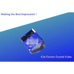 3D cut corner cube crystal/bevelled cut corner crystal cube/blank cut corner crystal cube for sale