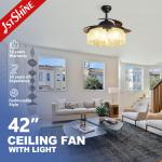 Remote Control 8 LED Bulbs Indoor Ceiling Fan DC Motor Energy Saving for sale