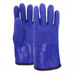China Blue PVC Winter Work Chemical Gloves Warm Fleece Liner Textured Grip 30cm Safety Gloves manufacturer