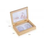 Wooden Hand and Foot Print Mud Photo Frame Set Wooden Baby Souvenir Gifts for sale