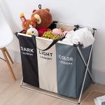 Sortable Foldable Triple Laundry Basket For Dirty Clothes Detachable Weight 0.95kg for sale