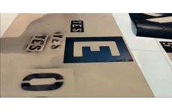 China Custom Design Letter and Number Stencil PVC for Public Place Black supplier