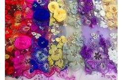 China Luxury Guipure 3D Flower Lace Fabric For Apparel 135cm Width Purple supplier