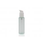 100ml Glass Cosmetic Pump Bottle Flat Shoulder Clear Green Color for sale