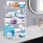 3 Tier Clear 360 Rotating Lazy Susan Tray Countertop Spice Display Rack