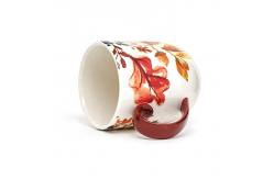 China Custom Printed Coffee Mugs Harvest Style Ceramic Mug With 3D Decal In Glaze supplier