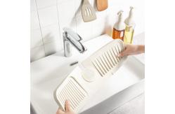 China Soft Foldable Silicone Faucet Splash Guard , Silicone Faucet Handle Drip Catcher Tray supplier