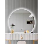 Hotel Bathroom Vanity Wall Half Round Mirror Customized Led Backlit Defogger