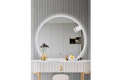 China Hotel Bathroom Vanity Wall Half Round Mirror Customized Led Backlit Defogger supplier