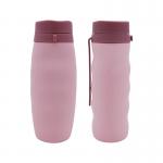BPA Free 600ml Leakproof Silicone Foldable Water Bottle With PP Lid for sale