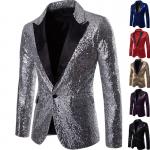Slim Fit Mens Sequin Jacket Costume For Nightclub Party Popular Elegant Design for sale