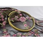 Embroidered Tulle Multi Colored Lace Fabric Pink Peach Blossom Floral Flower Style for sale