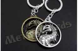 China Dragon Designed Zinc Alloy Metal Key Chains Metal Keyrings Antique Gold Silver Plating supplier