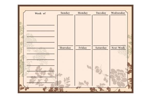 Horizontal Magnetic Fridge Calendar Extra Thick Weekly Planner 16.9 X 13inch