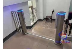 China 168mm Slim Cylindrical Swing Barrier Gate Acrylic Arm Bar Code Speed Turnstile Gate supplier