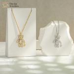 Diamond Zircon Dainty Bear Pendant Necklace 18k Gold Plated Jewelry For Women for sale