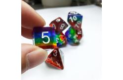 China Rainbow Crystal Resin Boarding Dice Set  dnd dice supplier