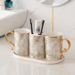 Modern Sanitary Equipment Ceramic Soap Dispenser Set Round Shape