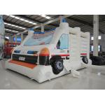 Ambulance Games Kids Inflatable Bounce House 0.55mm Pvc Tarpaulin 6 X 4m For Amusement Park for sale