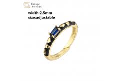 China Adjustable Open Black Enamel Rings , Gold Plated Baguette Diamond Rings supplier
