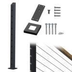 Cable Railing Post 36x2x2 Steel 33 Degree Square End Deck Stair Post with Pre-Drilled Holes for sale