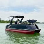 23FT Hybrid Pontoon Boat Sleek Fiberglass Bow & Durable Aluminum Body For Elevated Experience And Fuel Efficiency for sale