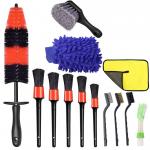 13pcs Long Rim Car Cleaning Brush Set Microfibre with PP Plastic Handle for sale