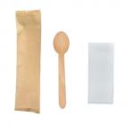 Eco Friendly Compostable Disposable Wooden Utensils Spoon 6 Inch with Napkin for sale