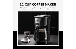 China Auto Pour Over Stainless Steel Drip Coffee Maker 1.8L 12 Cup Black supplier