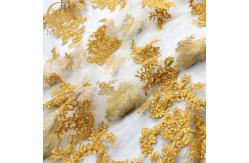 China MDX Golden Sequin Net Embroidery Lace 135cm Width For Textile supplier