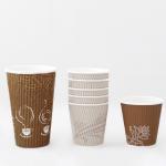 Disposable Kraft Ripple Cups 12oz 430ml Cold Drink Disposable Cups Waterproof for sale
