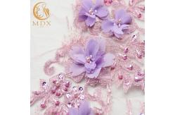 China Soft 3D Flower Lace Fabric 135cm Widh Tulle Polyester Hand Embroidered Net Fabric supplier