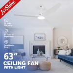 52/63 Inches Smart Ceiling Fan With DC Motor Controlled by Remote Control and Energy-Saving with 3 Plastic Blades for sale