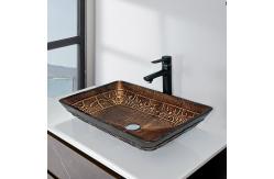 China Large Rectangular Vessel Sinks Bathroom Hot Melt Hand Drawing supplier