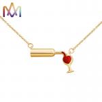 Hypoallergenic Wine Bottle Cup Pendant Womens Engraved Necklace for sale