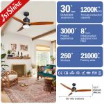 220V Power Saving Remote LED Ceiling Fan 52 Inch 5 Speed Choice
