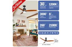 China 220V Power Saving Remote LED Ceiling Fan 52 Inch 5 Speed Choice supplier